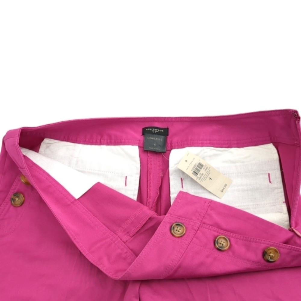 ANN Taylor Signature Pink High Waisted Sailor Shorts Sz 4 Double Button Summer - Picture 4 of 9
